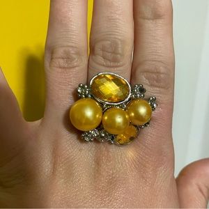 Silver & Yellow Adjustable Ring